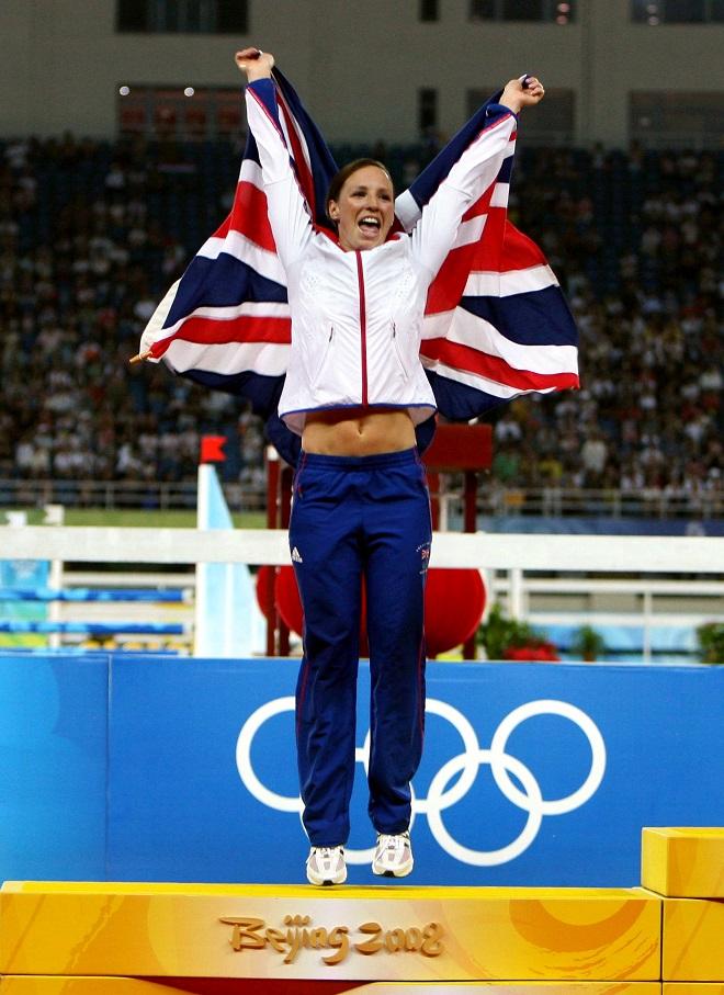 Heather Fell celebrates medal win at Beijing Olympics 2008 ©  PA Wire/Press Association Images